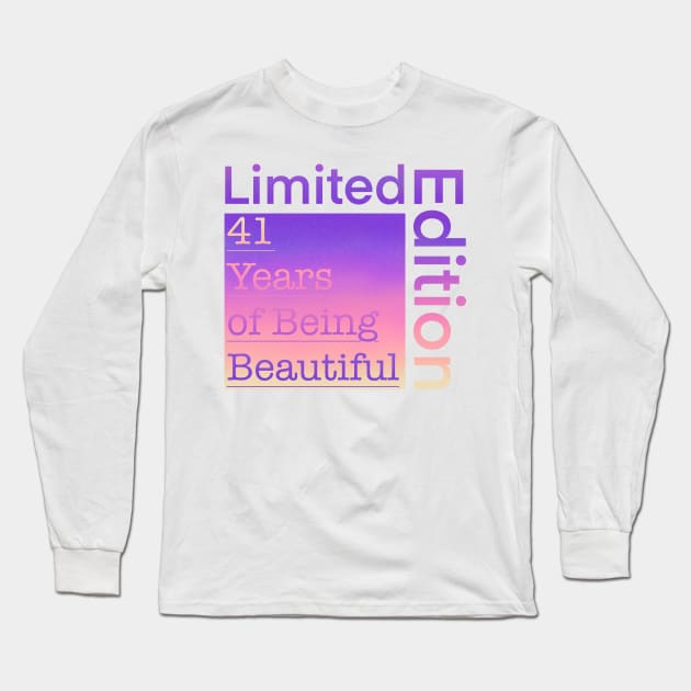 41 Year Old Gift Gradient Limited Edition 41th Retro Birthday Long Sleeve T-Shirt by Designora